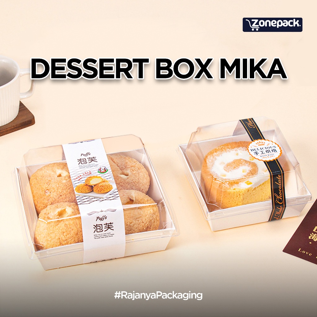 Mini Cake Dessert Box Mika | Box Milk Bunds Bolu Gulung Donut | Paperbox Kotak Roti Burger Cake Brow