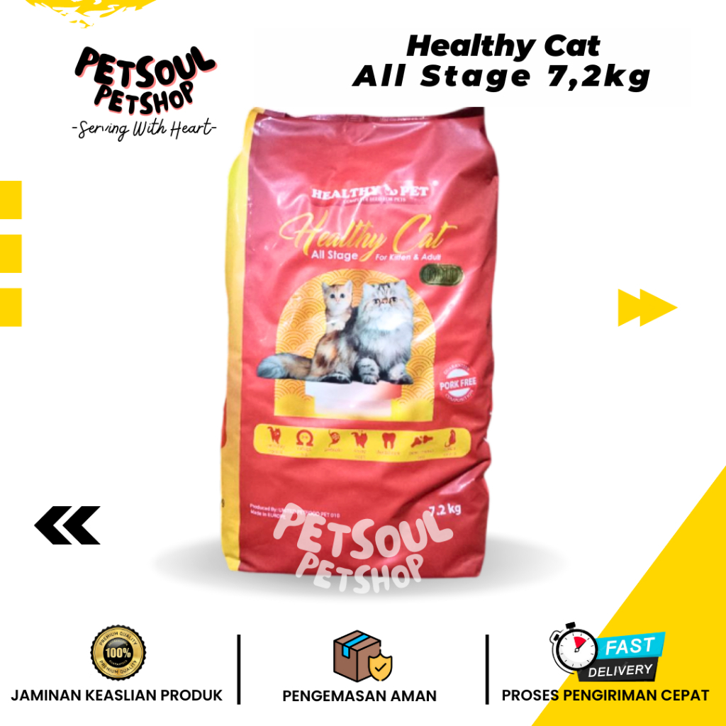 Makanan Kucing Healthy Pet Gold 7.2kg / Healthy Cat All Stages 7.2kg / Healthy Cat Gold