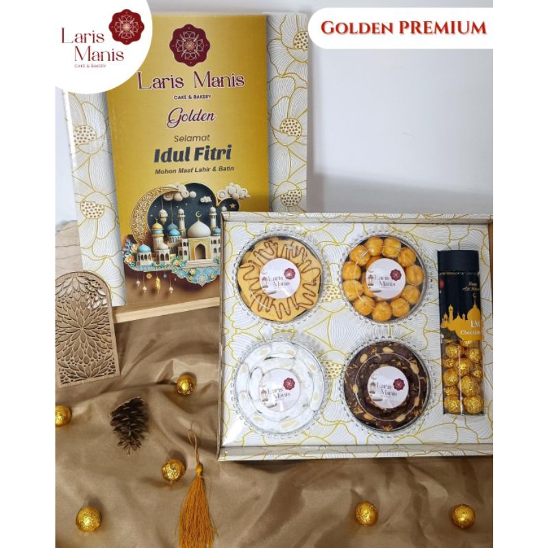 

16.) HAMPERS LEBARAN ( GOLDEN PREMIUM ISI 4 KUE + 1 COKLAT )