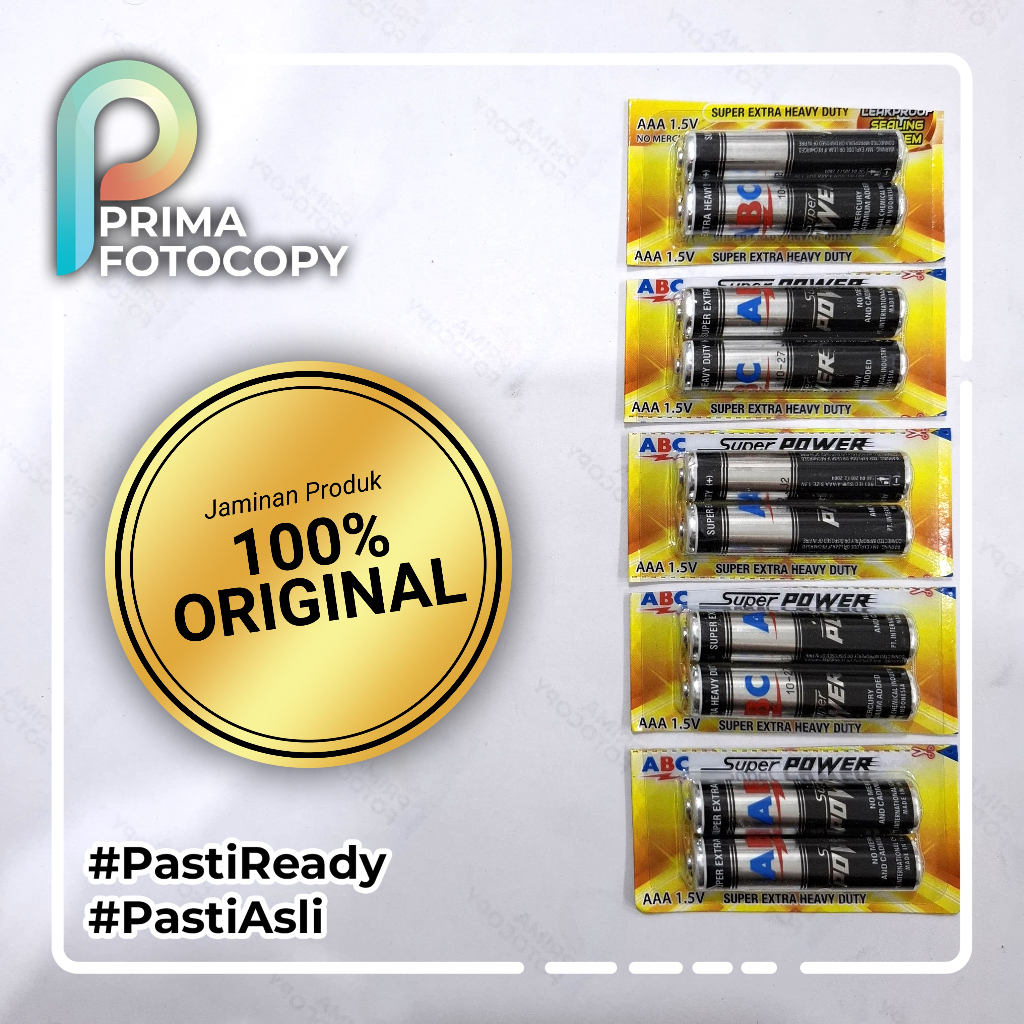 Batu Baterai ABC Power AAA - Baterai ABC A3 Original Untuk Jam dinding tembok Kalkulator Remote Mobi