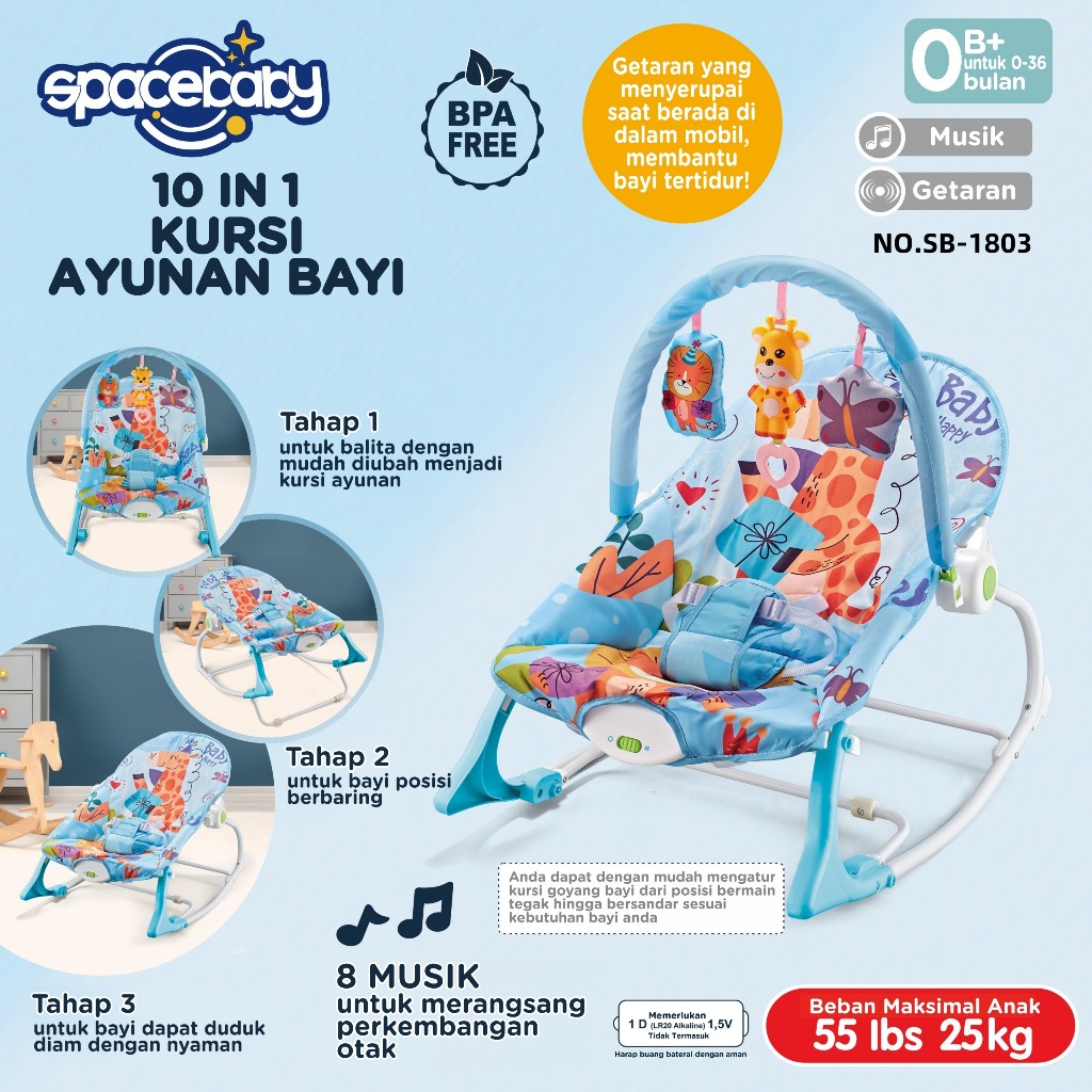 YZ5 SPACE BABY INFANT TO TODDLER ROCKER 10 IN 1 ZX-1803 SPACE BABY BOUNCER ROCKER 10IN1