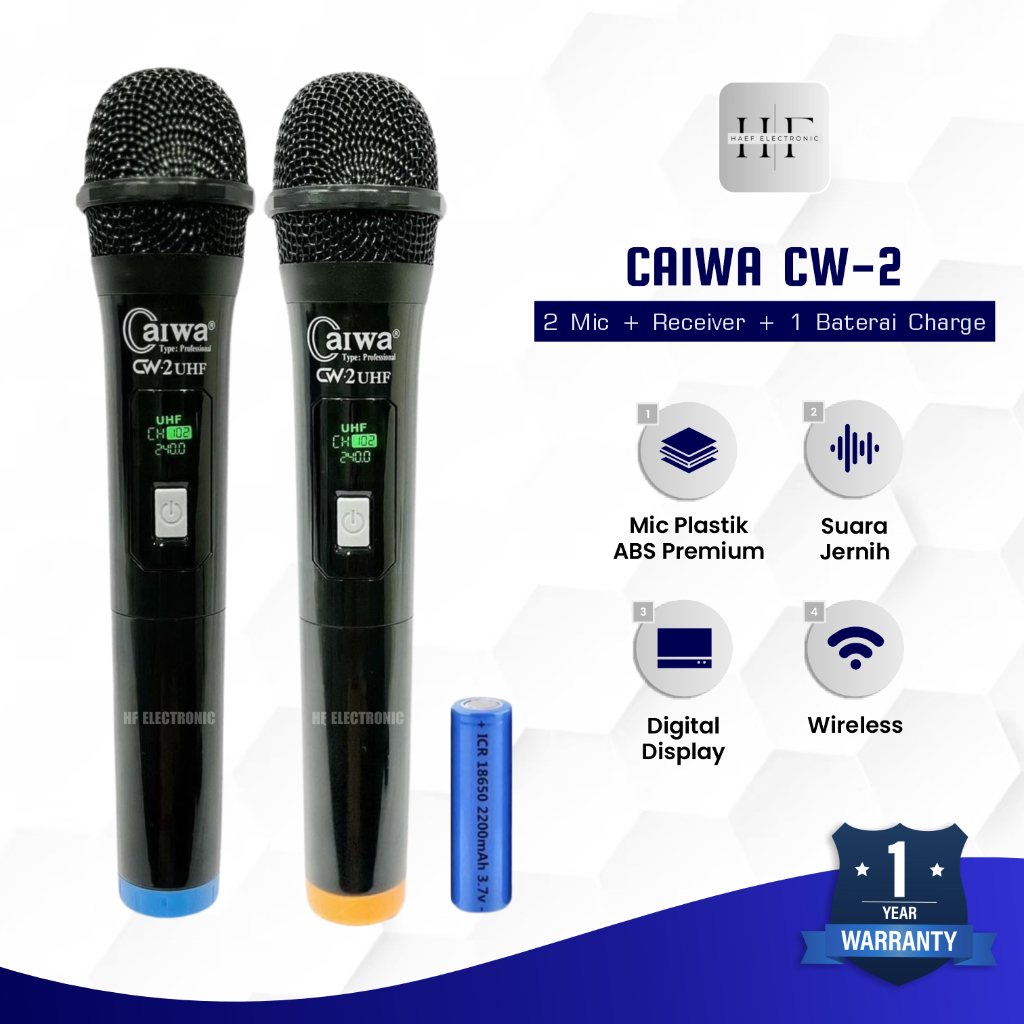 COD - MIC WIRELESS DOUBLE CAIWA CW2 - MIK TANPA KABEL DUET - UHF