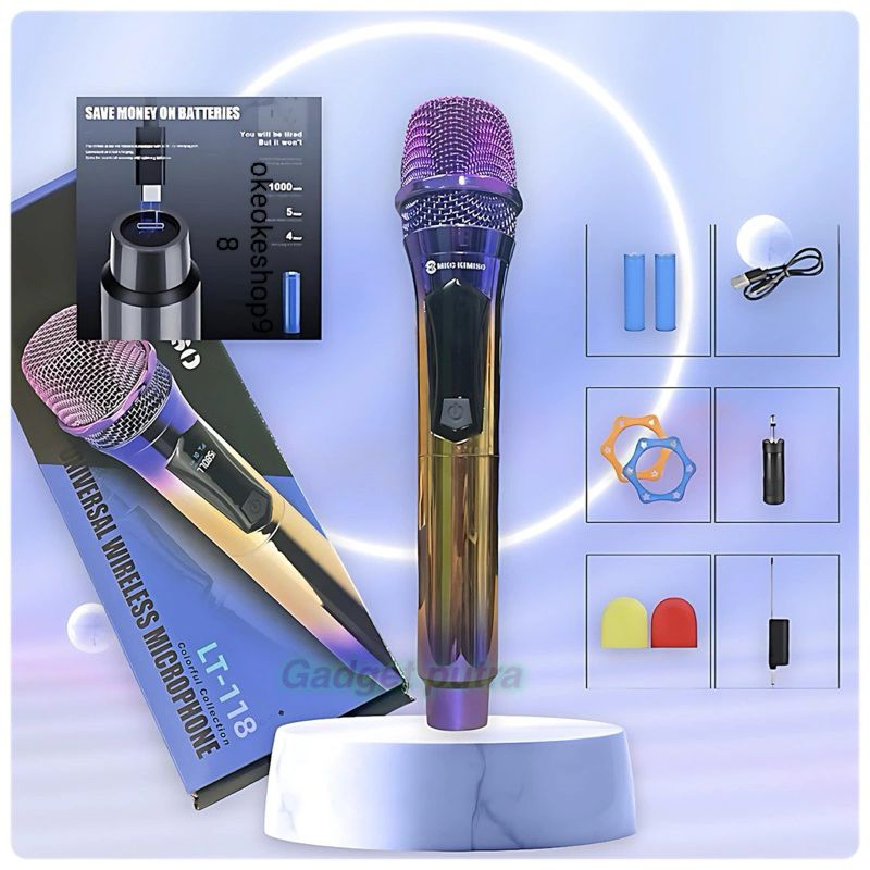 Mic LT-118 Mic Bluetooth With Receiver 1 Mic Single Mic Karaoke bluetooth Multifungsi