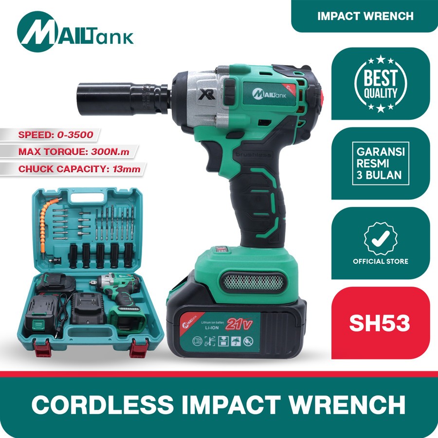 MAILTANK SH53 Bor listrik Impact Wrench 21V Bor pembuka baut
