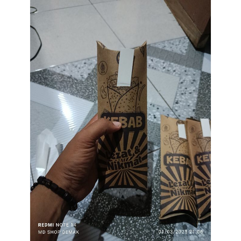 

bungkus kebab coklat craft 24x9 isi 100