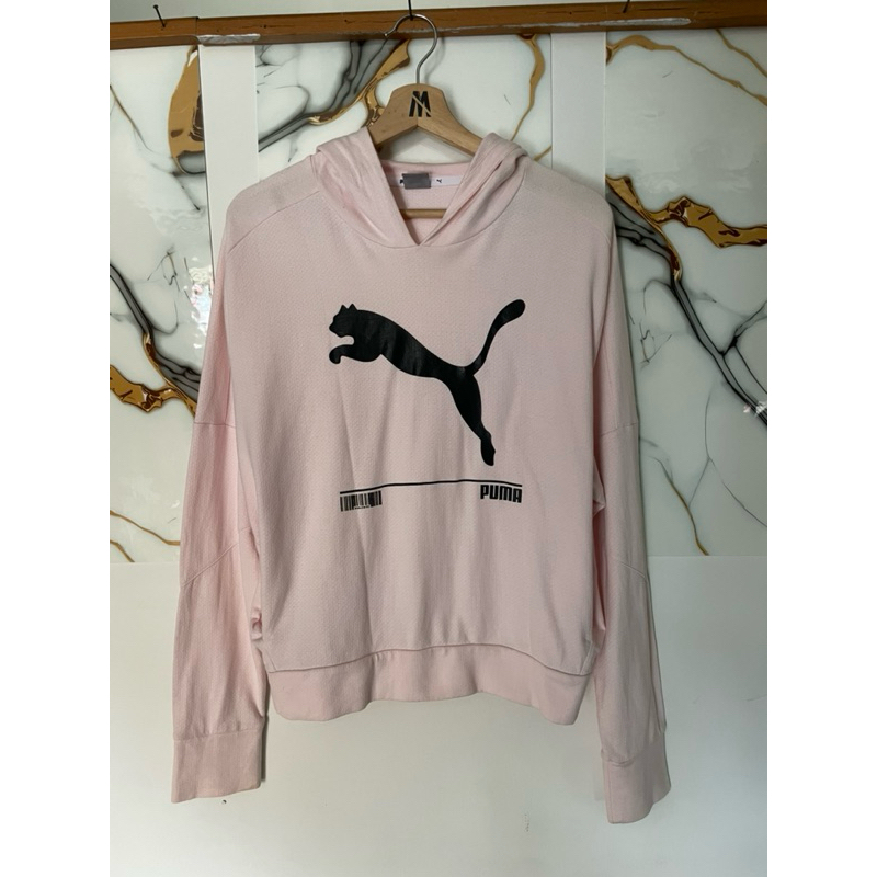 Hoodie puma big logo crop peach