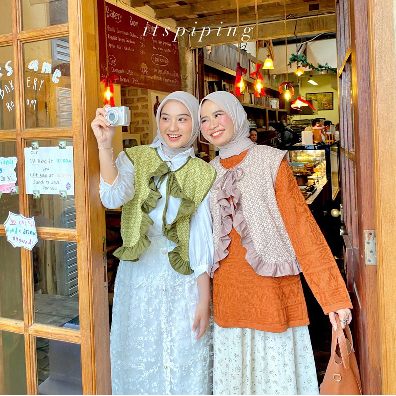 ODIE VEST | Jacquard Vest | Coquette outer | Cardigan Wanita