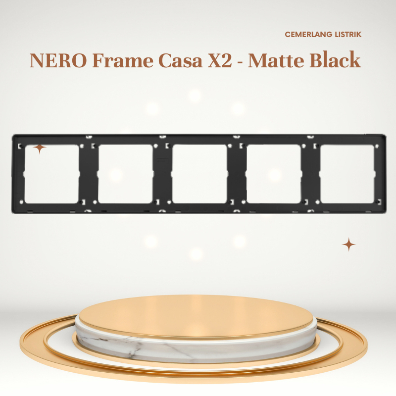 Nero Frame Saklar 5 Gang Matte Black X2586-MB / Frame Saklar Hitam 5 Gang Nero Black