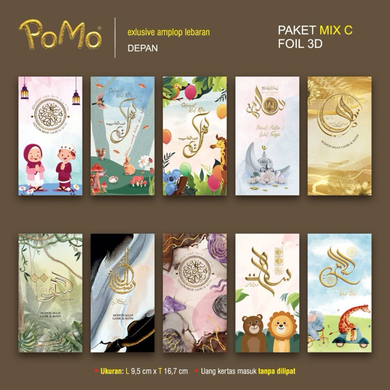 

Amplop exlusive lebaran POMO foil 3D emas/gold