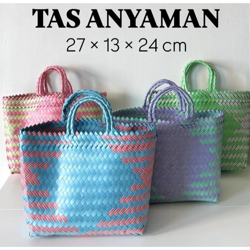 Juleashop Tas Sembako Lebaran Idul Fitri M Warna / Tas Hampers Parcel Natal M / Tas Anyaman M