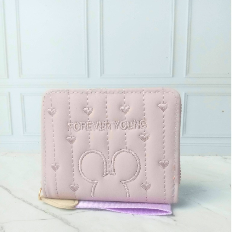 LAKUSO Dompet Kecil Resleting Satu Bahan Kulit Sintetis Wanita Dompet Kecil Pendek #24-106