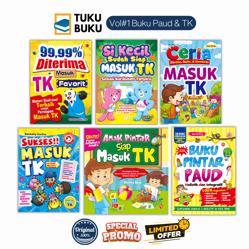 (Original) Promo Buku PAUD & TK - Buku Pintar PAUD - Anak Pintar Siap Masuk TK - Sukses Masuk TK - C