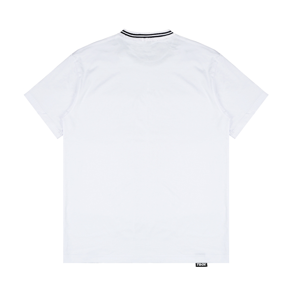 Troy Company Neck Strip Tshirt White Noctua Mystica - Kaos Lengan Pendek Kaos Putih KST 3060-3W2B