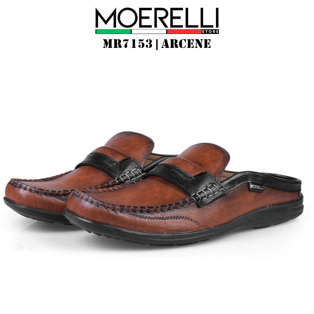 Sandal Sepatu Pria Selop Laki Laki Bustong Cowok Pansus Tan Tutong Moerelli Kulit PU