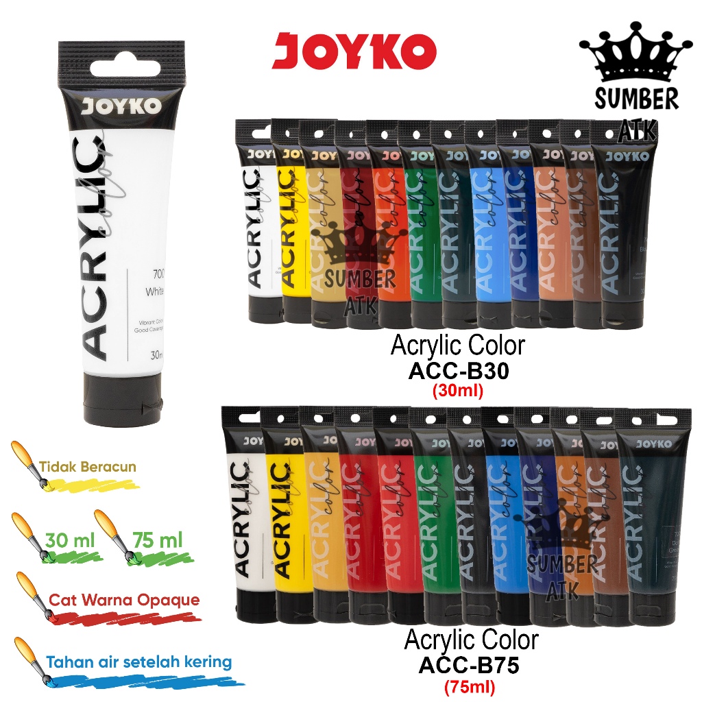 

Cat Akrilik Acrylic Color Joyko ACC-B30 ACC-B75 ACC-B30ML ACC-75ML 30ML 75ML