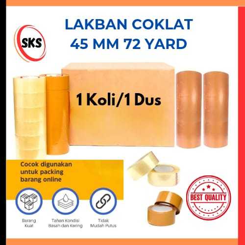 

(SKS)1 Dus/1 Koli Lakban Coklat 45 mm X 72 yard Super Kuat Isi 72 Pcs