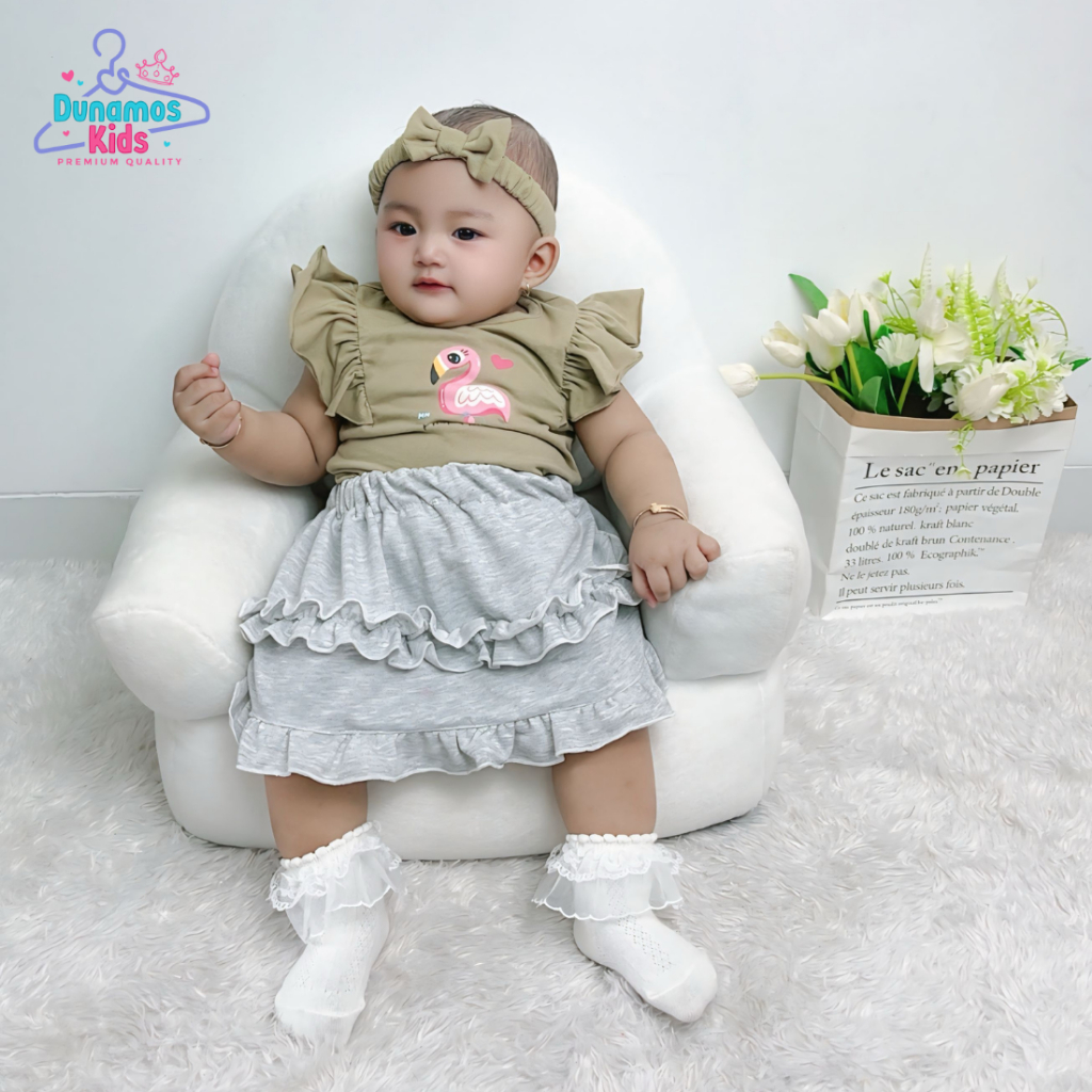 Baju Bayi Perempuan 3 -18 Bulan / One set Bando Baju Daily Anak Perempuan