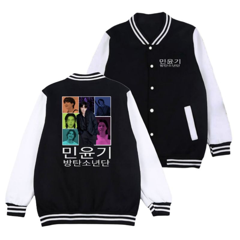 Jaket Varsity Bangtan Suga Min Yoongi Hangul Kompilasi Foto