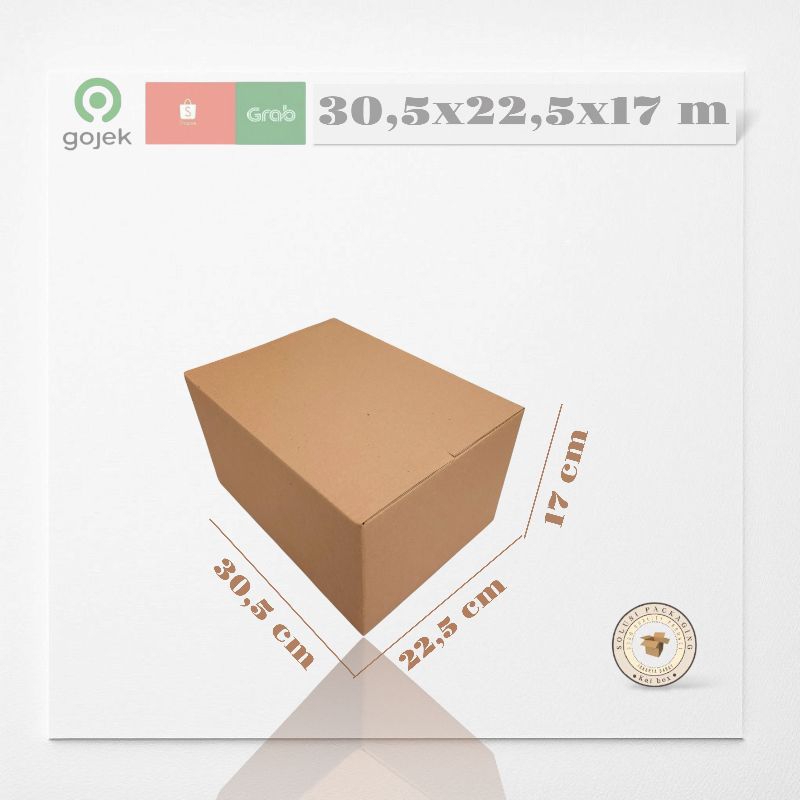 

kardus ukuran 30,5x22,5x17 cm box singel wall polos ST