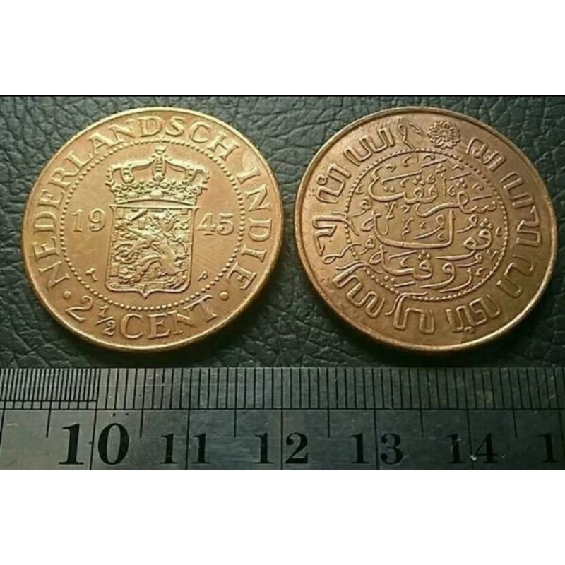 Uang Kuno Koin 2 1/2 Cent Nederland Indie Tahun 1945 ( 2,5 cent )