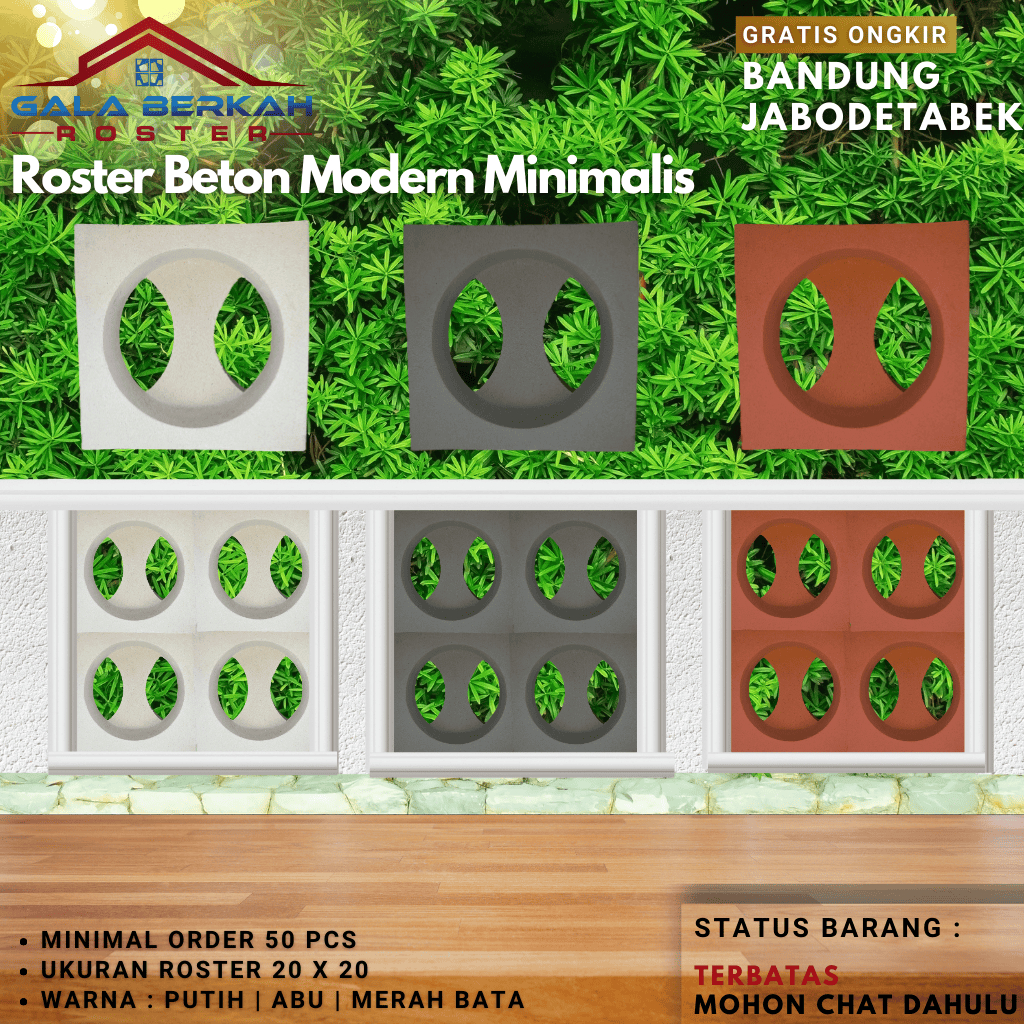 ROSTER BETON MINIMALIS, Loster Beton Minimalis, Lubang Angin, Ventilasi Udara, Pagar Rumah, Sekat Ba