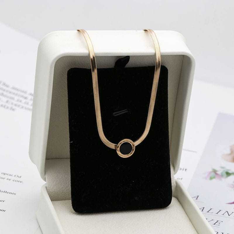 Kalung Titanium Wanita Rose Gold / Kalung Titanium Wanita Model Pipih Elegan