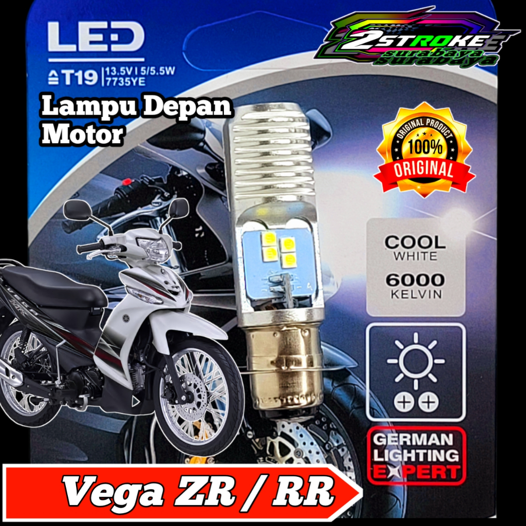 Lampu Depan Motor Yamaha Vega ZR / RR LED Putih Ac/Dc 12Volt Pengganti Dop/Bohlam Standart WrT19