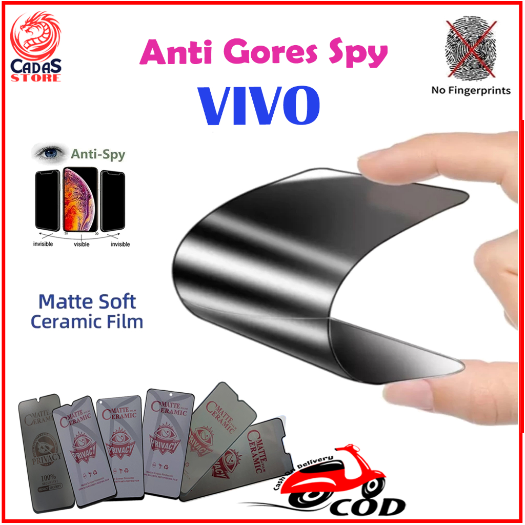 Anti Gores Spy Privacy CERAMIC Matte untuk VIVO X21 VIVO X21i VIVO X21 UD VIVO X50 Anti Minyak