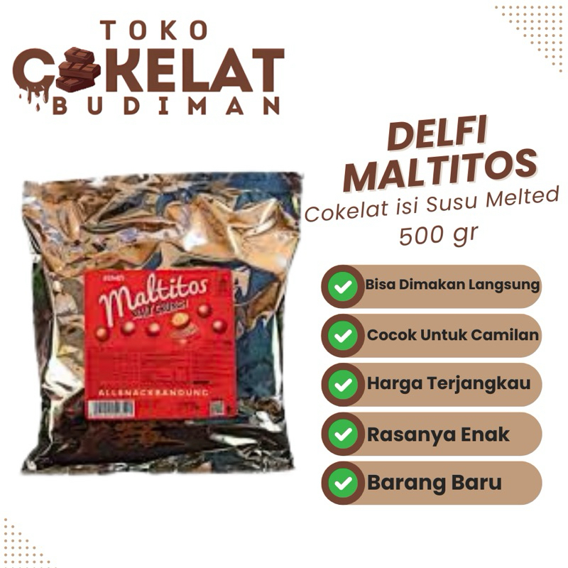 

Delfi Maltitos 500gr | Coklat Delfi isi Susu Crunchy Lumer