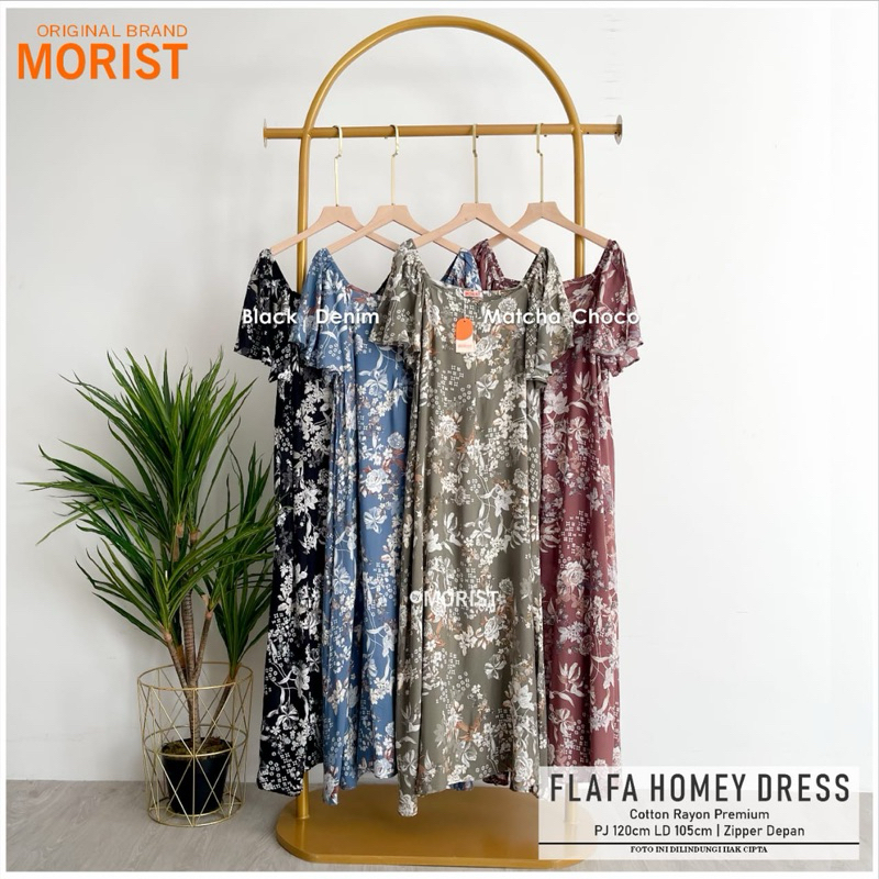 Flala Homey Dress Gamis Jumbo Allsize Premium Cotton Rayon Original Morist Berlabel