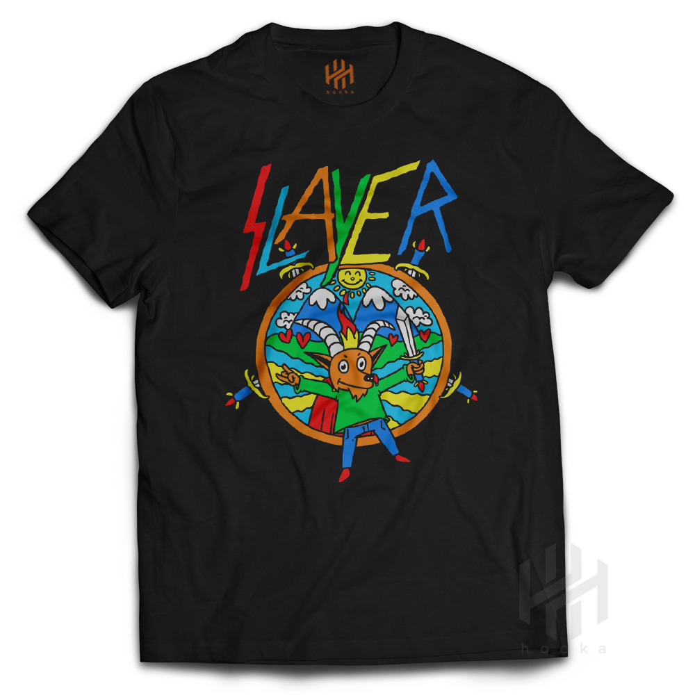 Kaos Metal Slayer Cartoon Tshirt Bootleg Baju Band Kartun