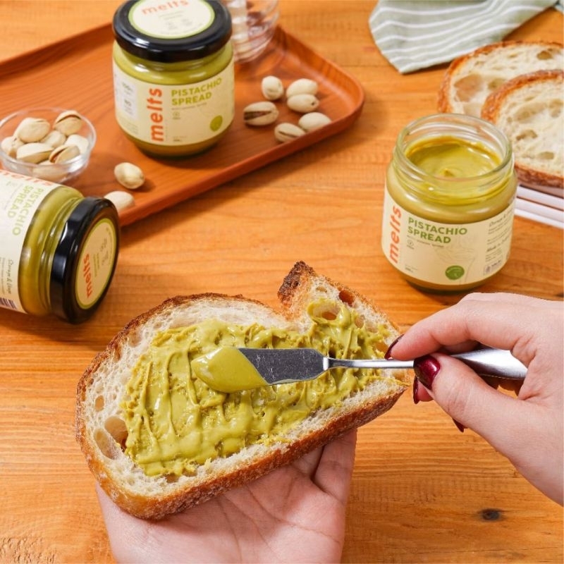 

MELTS Pistachio Spread (MOHON BACA DESKRIPSI PRODUK) Selai Kacang untuk Roti Bahan Topg Kue Baking