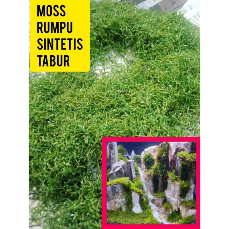 moss sintetis rumput tabur bahan plastik untuk hiasan tebing akuarium aquascape