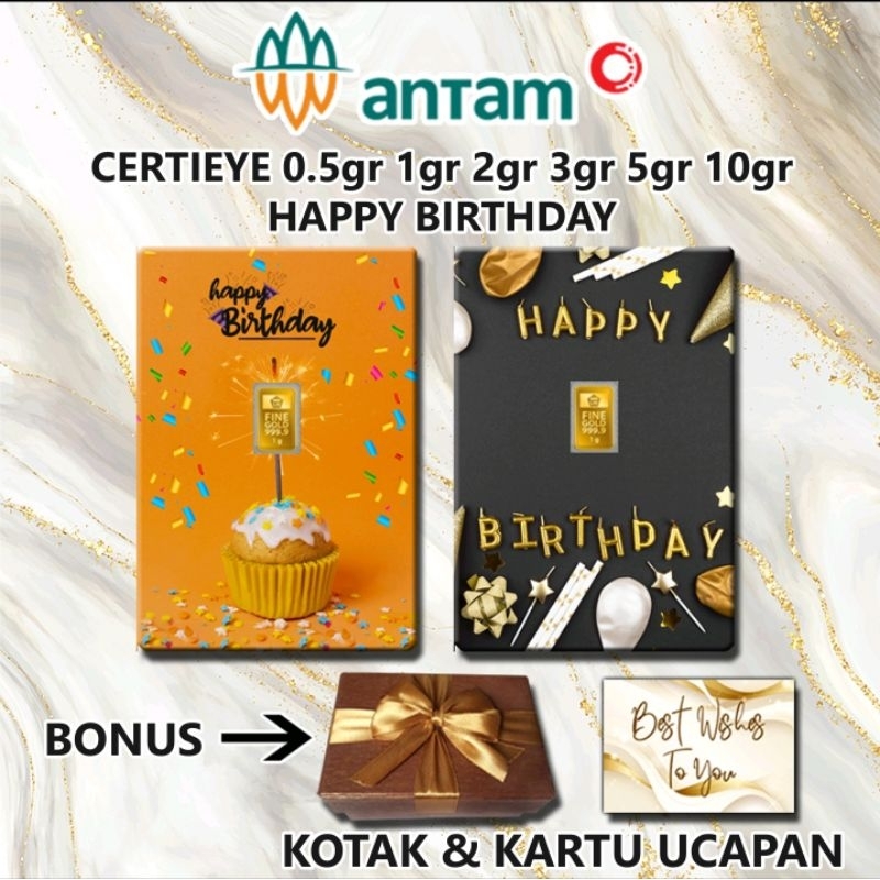 Logam Mulia Emas ANTAM Happy Birthday Gift Series Custom Certieye Certicard