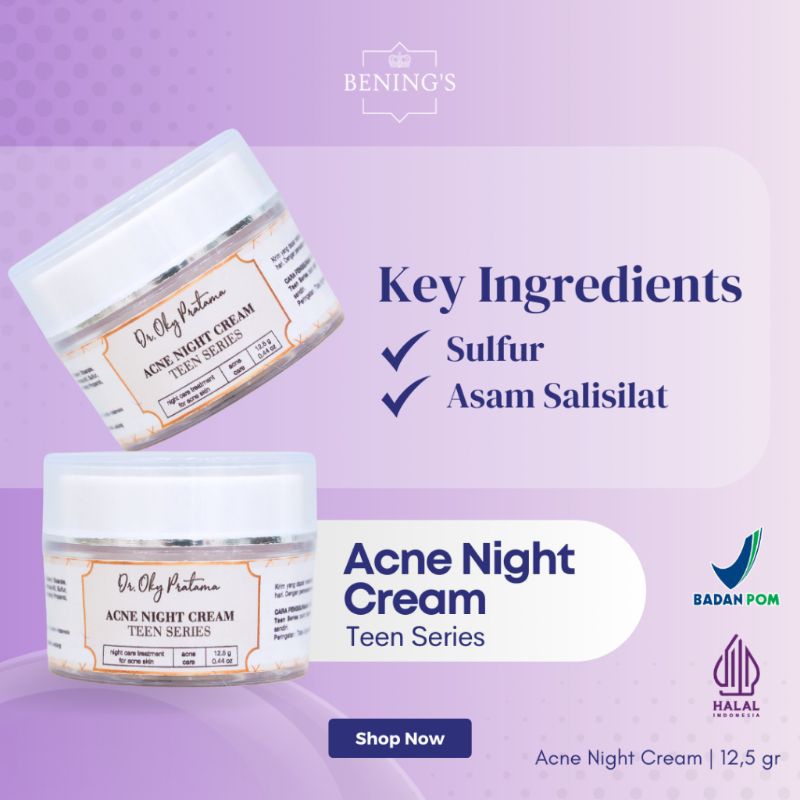 BENING'S BY DR OKY Acne Night Cream Teen Series