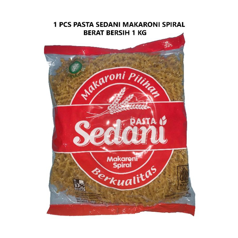 

Pasta Sedani Makaroni Spiral Berat 1 Kg