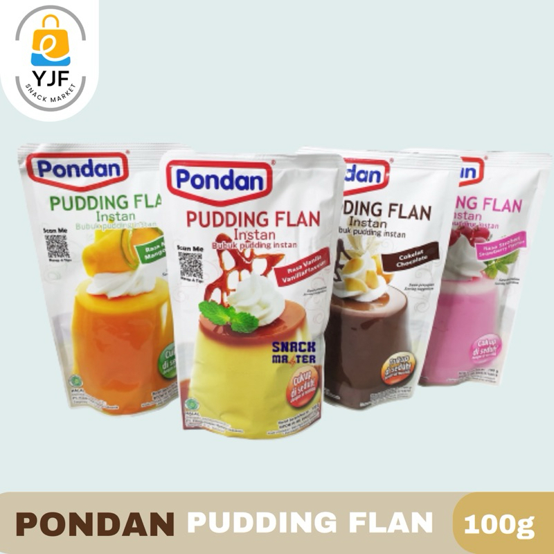 

Pondan Puding Flan / Pudding Premiks Flan Puding Rasa Coklat / Manggan / Coklat / Strawberry - 100g