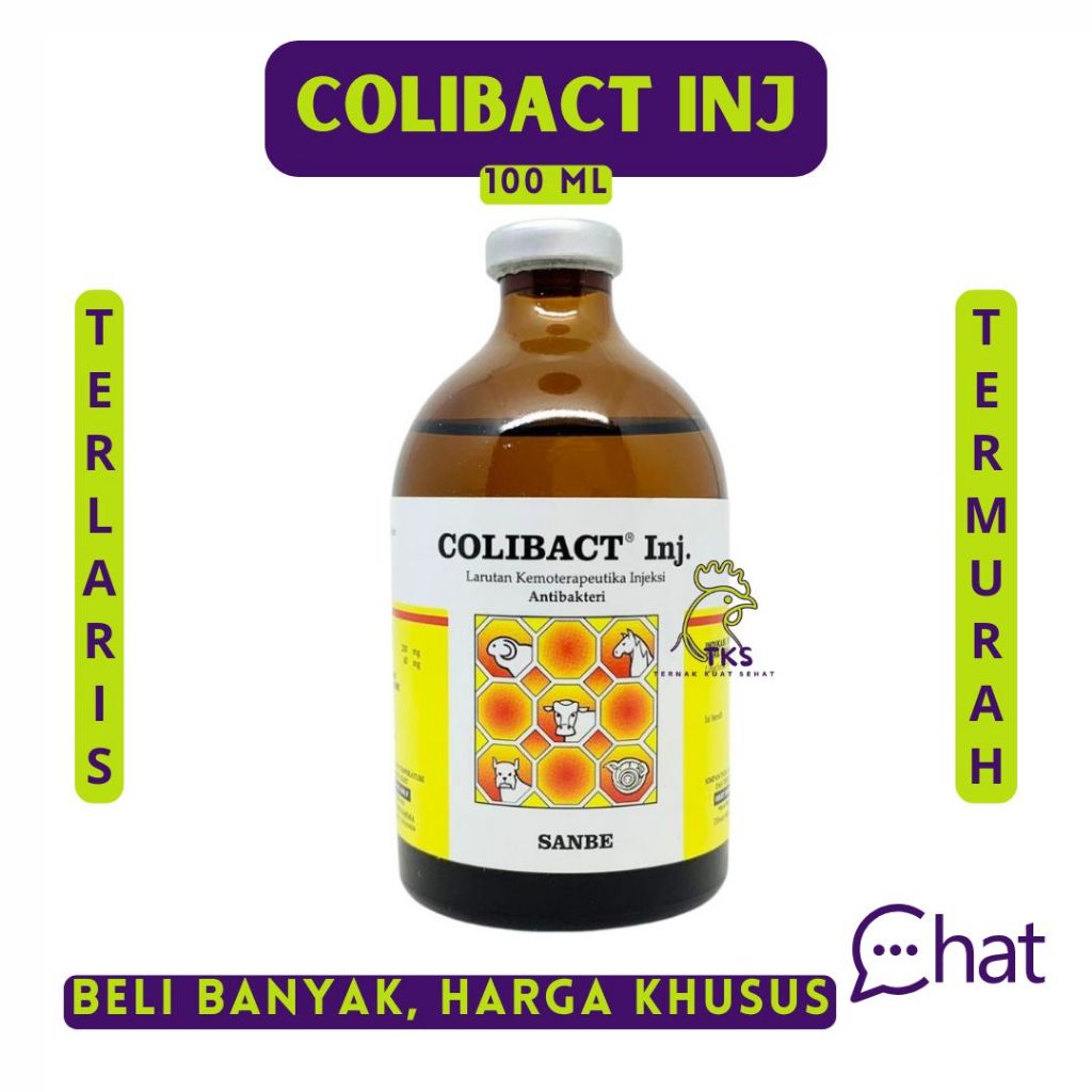 COLIBACT INJEKSI 100 ml - Obat Antibiotik Hewan Diare Batuk Pilek - Obat Mencret Sapi Hewan