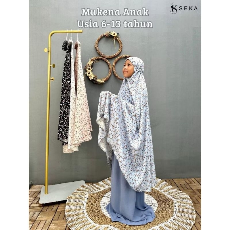 Mukena anak perempuan umur 6-13 tahun motif bunga