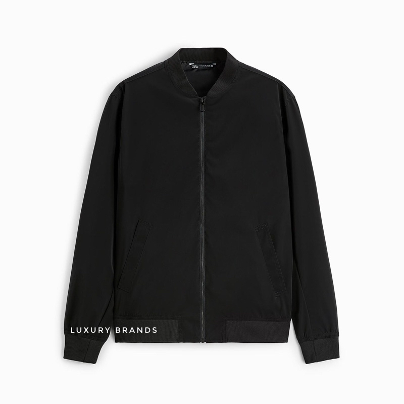 Jaket Bomber ZARA Man Original Basic Bomber Jacket Black