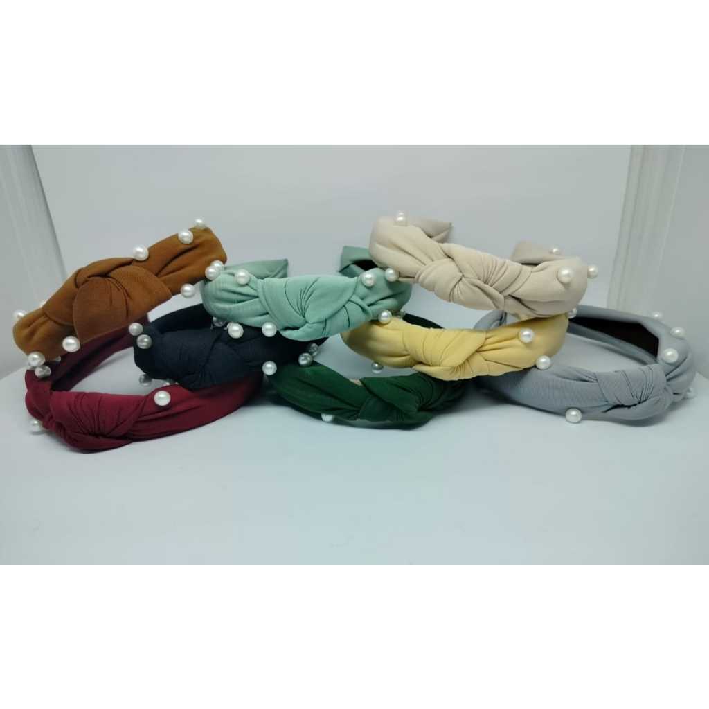 BANDO BANDANA WANITA SIMPUL MUTIARA KOREA BAHAN KAIN AR 57