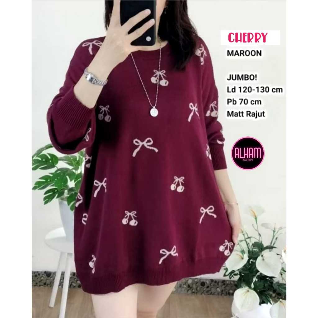 BLOUSE JUMBO SIZE XXL RAJUT MOTIF TERBARU PAKAIAN WANITA BAJU ATASAN LENGAN PANJANG