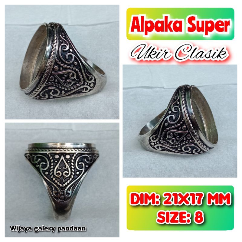 emban batu akik dan permata alpaka super ukir Bali chakra.19