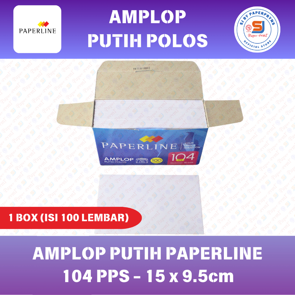 

Amplop Putih Polos Paperline 104 PPS (1 BOX ISI 100 LEMBAR)