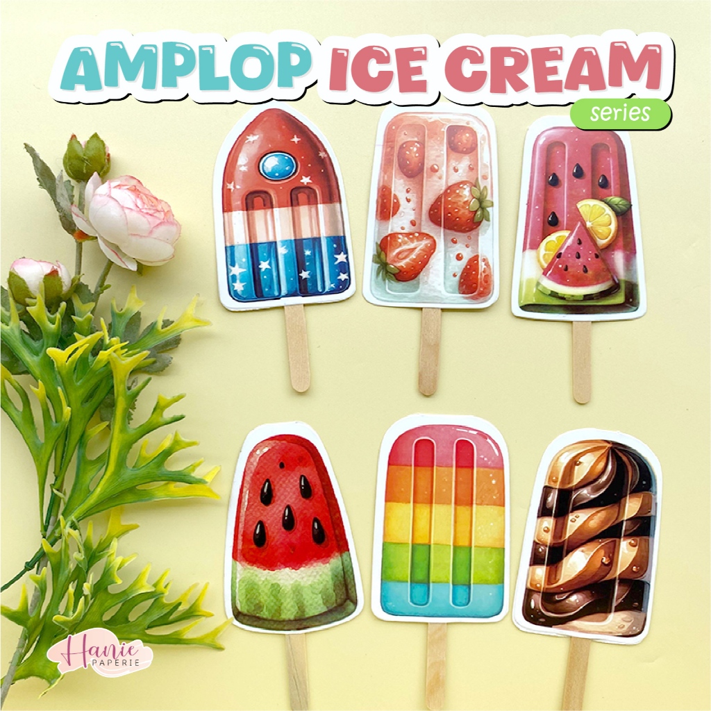 

AMPLOP LEBARAN UNIK BENTUK ICE CREAM 3D (ISI 5 LEMBAR)