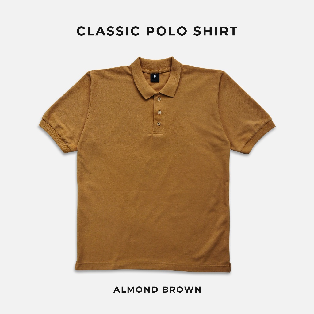 PEANUD Hexa Classic Polo Shirt CVC Pique Hexagon 24s Almond Brown