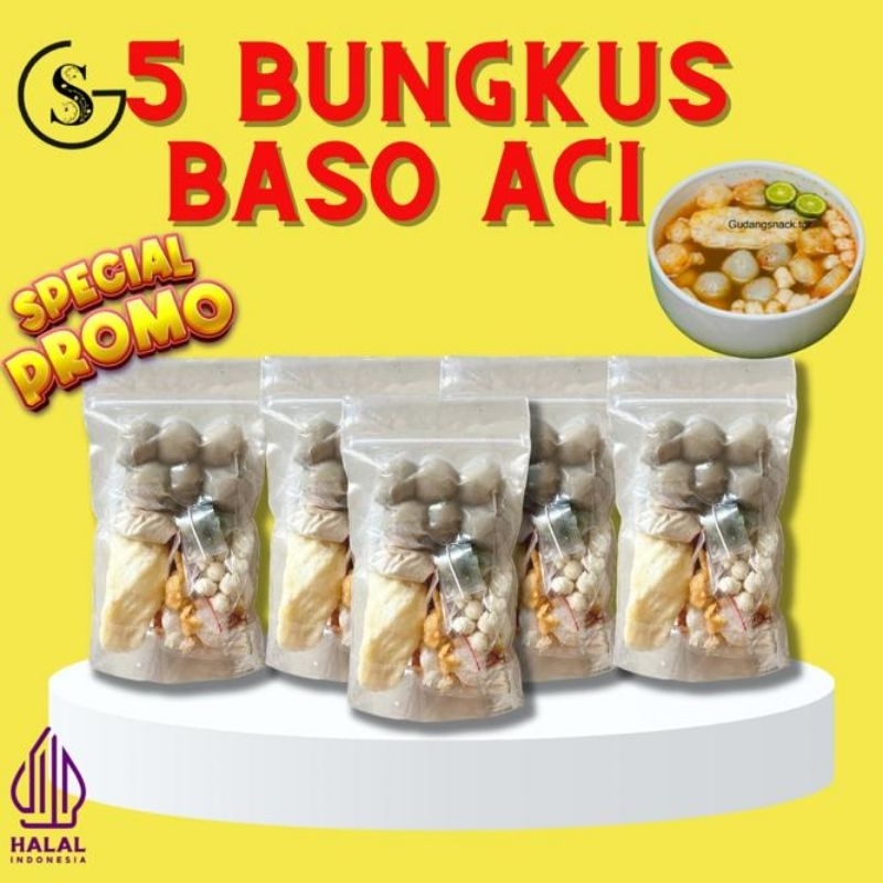 

5 BUNGKUS BASO ACI INSTAN ORIGINAL Food Kaldu Pedas Ayam Kuah Seblak
