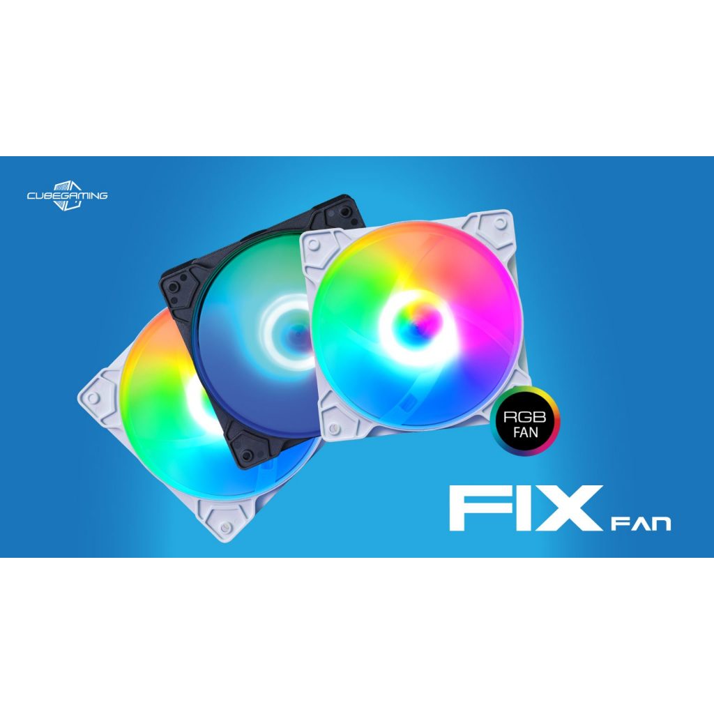 Fan Casing PC Komputer | CubeGaming Cube Gaming FIX Rainbow Static RGB | Fan Case | 120mm 12cm | 4Pi