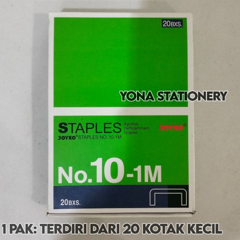 

Isi Staples Joyko No. 10-1M | 1 Pak: 20 Kotak Kecil