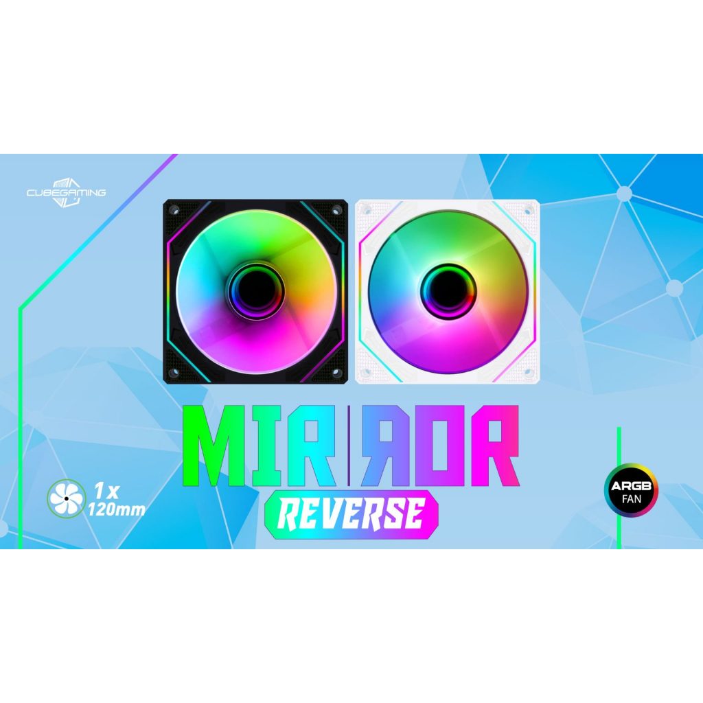 Fan Casing PC Komputer | CubeGaming Cube Gaming MIRROR REVERSE ARGB RGB | Fan Case | 120mm 12cm | 3P